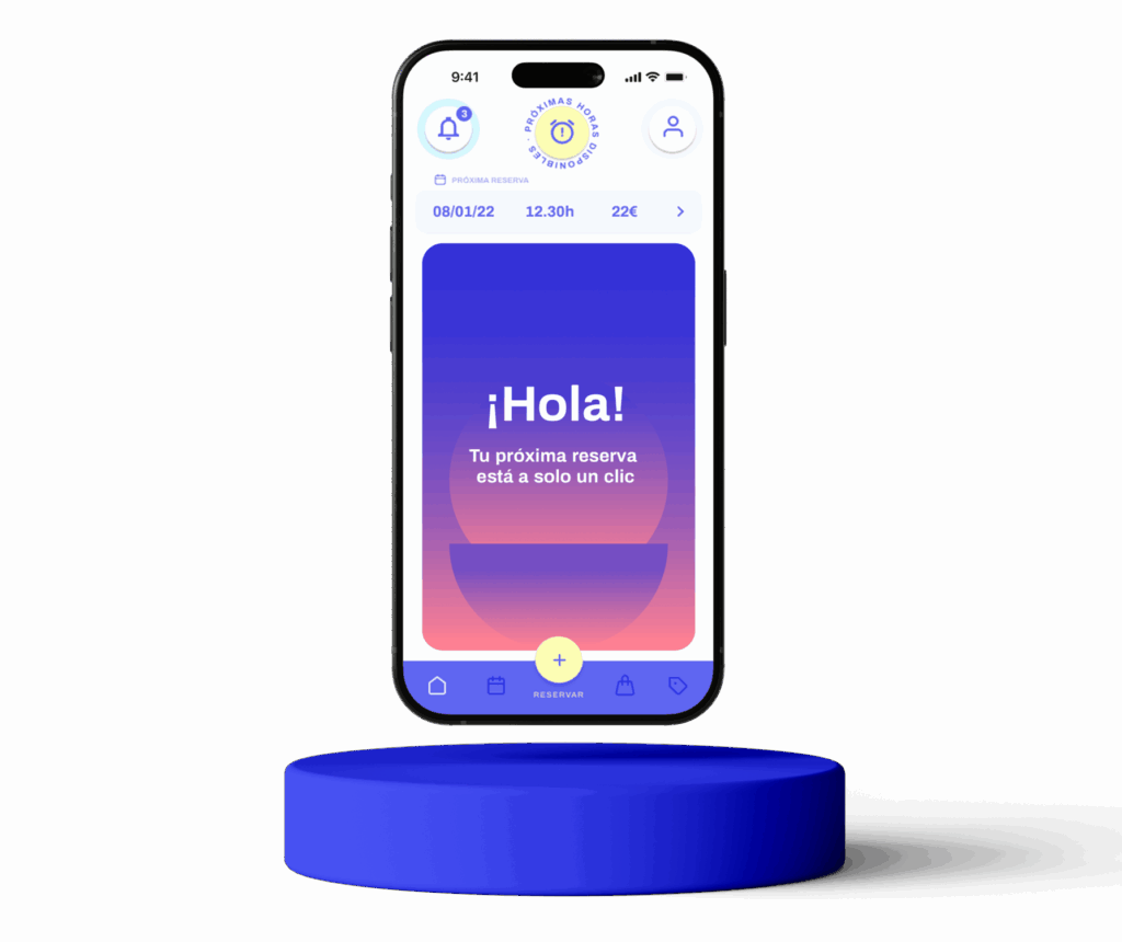 Pantalla de la app para agendar citas Exora, diseñada para barberías que buscan mejorar su gestión de reservas y ofrecer una plataforma de fidelización personalizada sin depender de marketplaces.